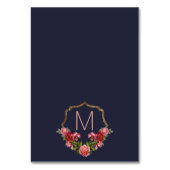 Navy Blue Pink Floral Gold Tischnummern (Rückseite)
