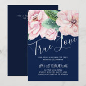 Navy Blue Pink Floral Modernes Hochzeitsbudget (Vorne/Hinten)