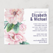 Navy Blue Pink Floral Modernes Hochzeitsbudget (Vorderseite)