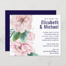 Navy Blue Pink Floral Modernes Hochzeitsbudget