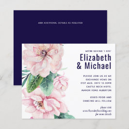 Navy Blue Pink Floral Modernes Hochzeitsbudget