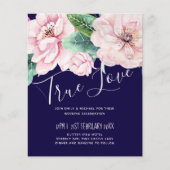 Navy Blue Pink Floral Modernes Hochzeitsbudget (Vorderseite)