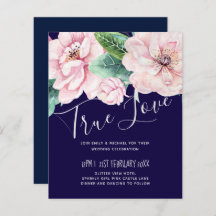 Navy Blue Pink Floral Modernes Hochzeitsbudget