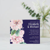 Navy Blue Pink Floral Modernes Hochzeitsbudget (Stehend Vorderseite)