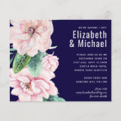 Navy Blue Pink Floral Modernes Hochzeitsbudget (Vorderseite)