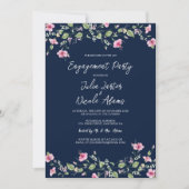 Navy Blue Pink Hibiskus Bloom Probe Dinner Einladung (Vorderseite)