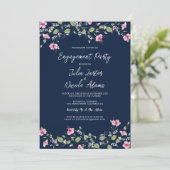 Navy Blue Pink Hibiskus Bloom Probe Dinner Einladung (Stehend Vorderseite)