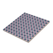 Navy Blue & Pink Lila Checkered Pattern Retro Fliese (Seite)