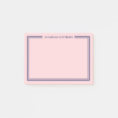 Navy Blue Pink Monogram Post-it Klebezettel (Vorderseite)