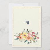 Navy blue pink orange gold floral Save the Date Einladung (Rückseite)