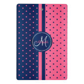 Navy Blue & Pink Polka Punkte - Monogramm Mini Klemmbrett (Rückseite)