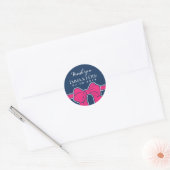 Navy Blue Pink Ribbon Hochzeit Danke Sticker (Umschlag)