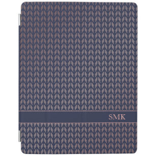 Navy Blue Pink Rose Gold Foil Boho Tribal Muster iPad Hülle