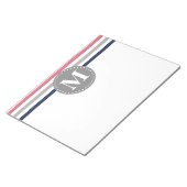 Navy Blue Pink Striping Muster Monogram Notizblock (angewinkelt)