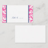 Navy Blue Pink Swirl Damask Hochzeitsfeiern Platzk Platzkarte (Vorne/Hinten)