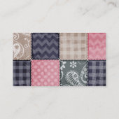 Navy Blue, Pink, Tan und Gray Niedlich Quilt Look Visitenkarte (Rückseite)