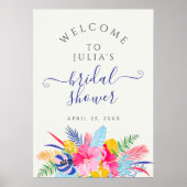 Navy Blue Pink Wild Rainforest Brautparty Poster (Vorne)