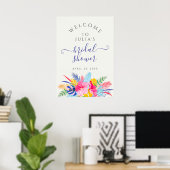 Navy Blue Pink Wild Rainforest Brautparty Poster (Heimbüro)