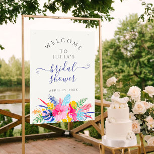 Navy Blue Pink Wild Rainforest Brautparty Poster