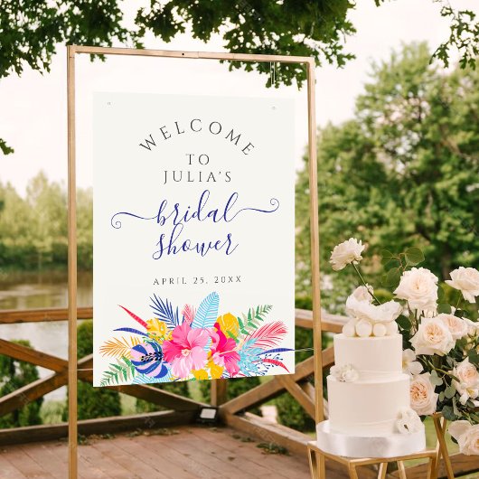 Navy Blue Pink Wild Rainforest Brautparty Poster