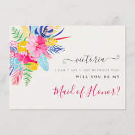 Navy Blue Pink Wild Rainforest Bridesmaid Karten