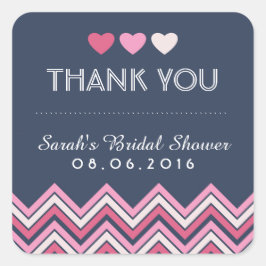 Navy Blue Pink Zickzack Liebe Danke Aufkleber