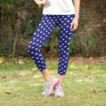 Navy Blue Polka Dot Capri Leggings<br><div class="desc">Leggings im Navy-Blue-Polka-Dot-Capri-Stil</div>
