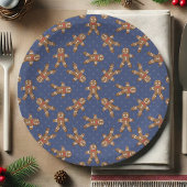 Navy Blue Polka Dot Gingerbread Mann Weihnachten Pappteller