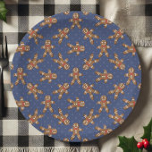 Navy Blue Polka Dot Gingerbread Mann Weihnachten Pappteller