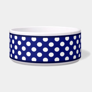 Navy Blue Polka Dot Large Dog Bowl Napf