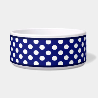 Navy Blue Polka Dot Large Dog Bowl Napf