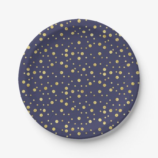 Navy Blue Polka Dots Elegante Paper Teller (Vorderseite)