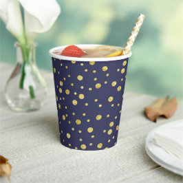 Navy Blue Polka Dots Pattern Party Cups Pappbecher