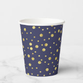 Navy Blue Polka Dots Pattern Party Cups Pappbecher (Rückseite)