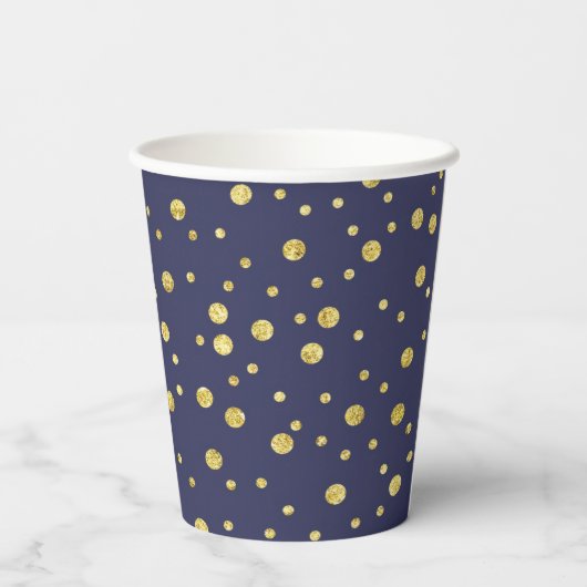 Navy Blue Polka Dots Pattern Party Cups Pappbecher (Rückseite)
