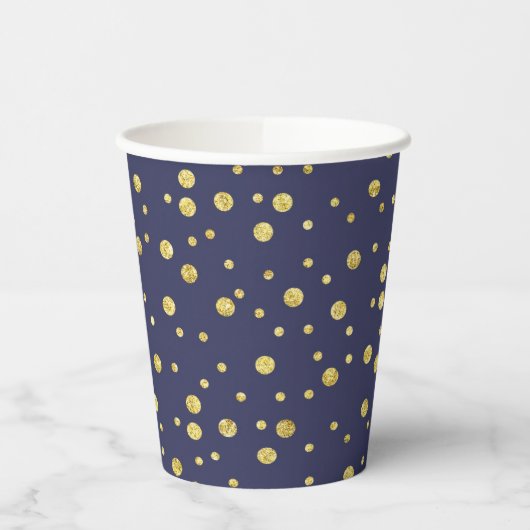 Navy Blue Polka Dots Pattern Party Cups Pappbecher (Links)