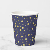 Navy Blue Polka Dots Pattern Party Cups Pappbecher (Vorderseite)