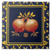 Navy Blue Pomegranates Mediterranean Pomegranate Fliese (Vorderseite)