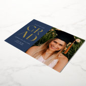 Navy Blue Pressed Foil Grad Block Abschluss Foil Folieneinladung (Gedreht)