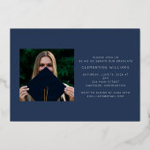 Navy Blue Pressed Foil Grad Block Abschluss Foil Folieneinladung (Rückseite)