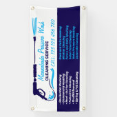 Navy Blue Pressure Washing Power Cleaning Banner (Vertikal)