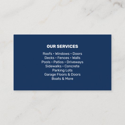 Navy Blue Pressure Washing Power Wash Cleaning Visitenkarte (Rückseite)