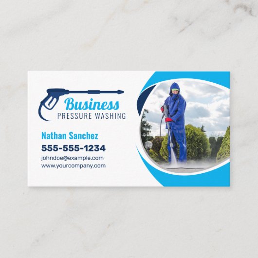 Navy Blue Pressure Washing Power Wash Cleaning Visitenkarte (Vorderseite)