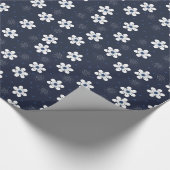 Navy Blue Pretty Floral Pattern Geschenkpapier (Ecke)