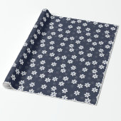 Navy Blue Pretty Floral Pattern Geschenkpapier (Ungerollt)