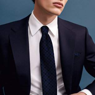 Navy Blue Primrose Vintag Floral Men Krawatte