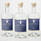 Navy Blue Product Label Gold Frame Logo Monogram Alkoholflaschenetikett (Flaschen)