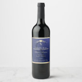 Navy Blue Product Label mit Gold Frame Monogram Weinetikett (Vorderseite)