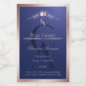 Navy Blue Product Label Rose Gold Frame Monogram Lebensmitteletikett (Einzelnes Label)