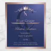 Navy Blue Product Label Rose Gold Frame Monogram Weinetikett (Einzelnes Label)
